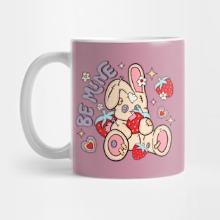 Be Mine Cute Bunny Strawberries Illustration Mug